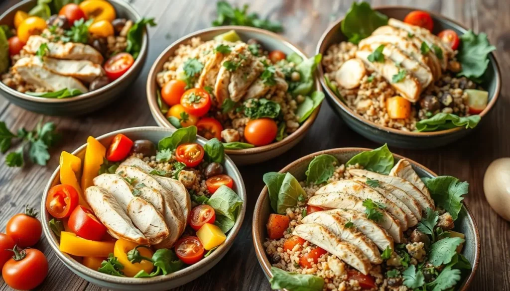 Healthy chicken bowls