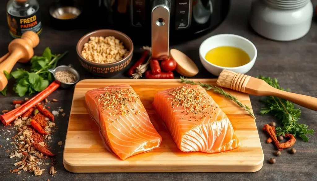 Preparing Salmon Bites