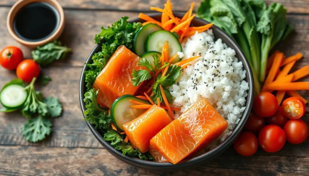 Salmon bowl ingredients