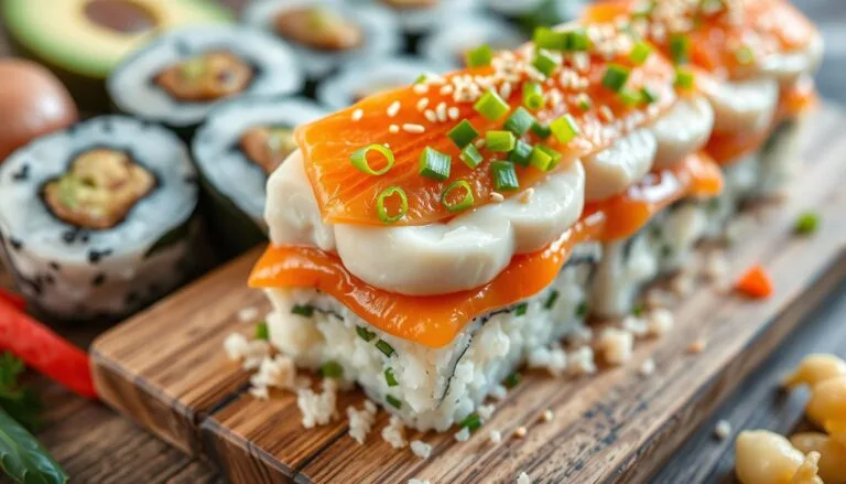 salmon crab sushi bake