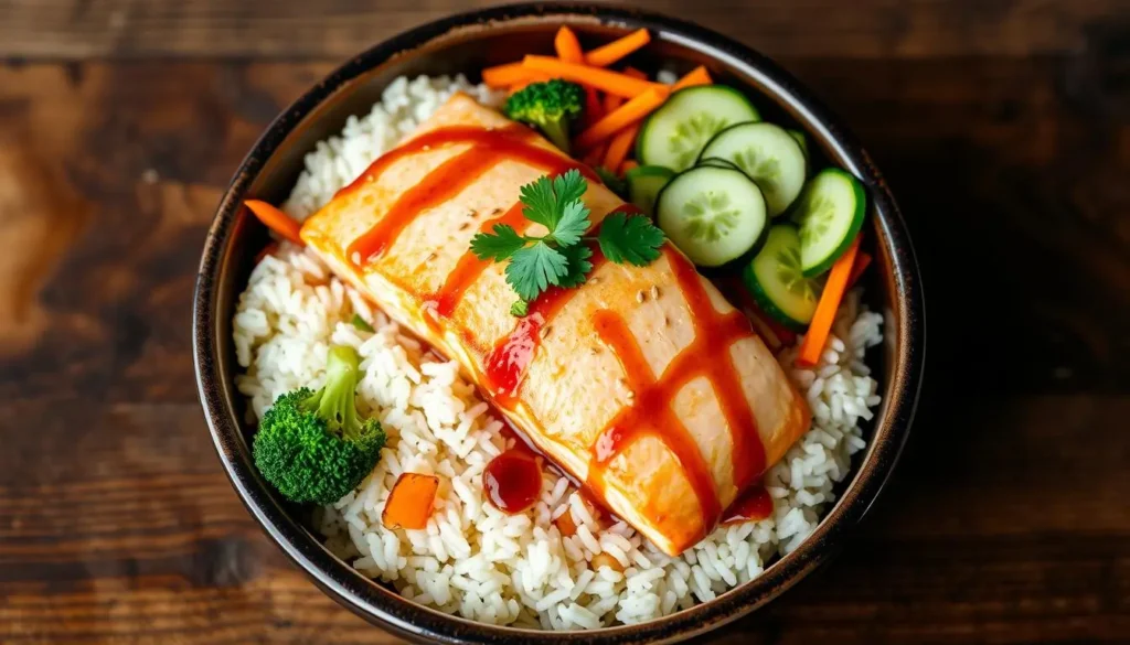 salmon rice bowl