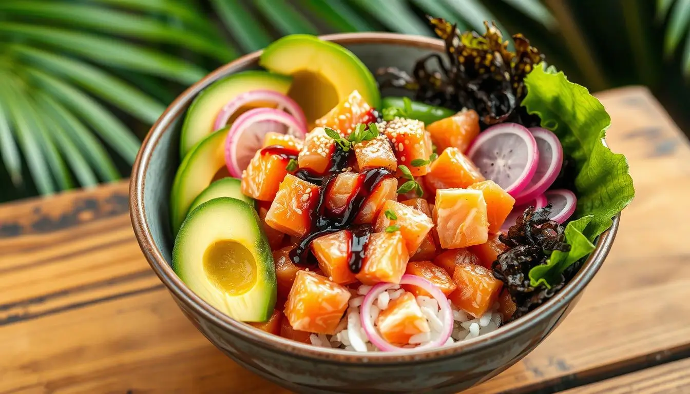 cooked salmon poke bowl