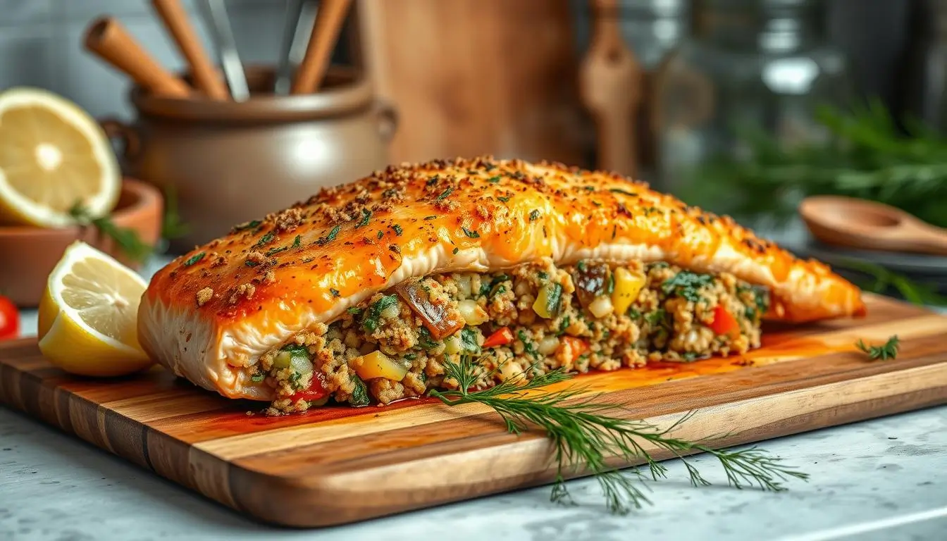 how to bake stuffed salmon