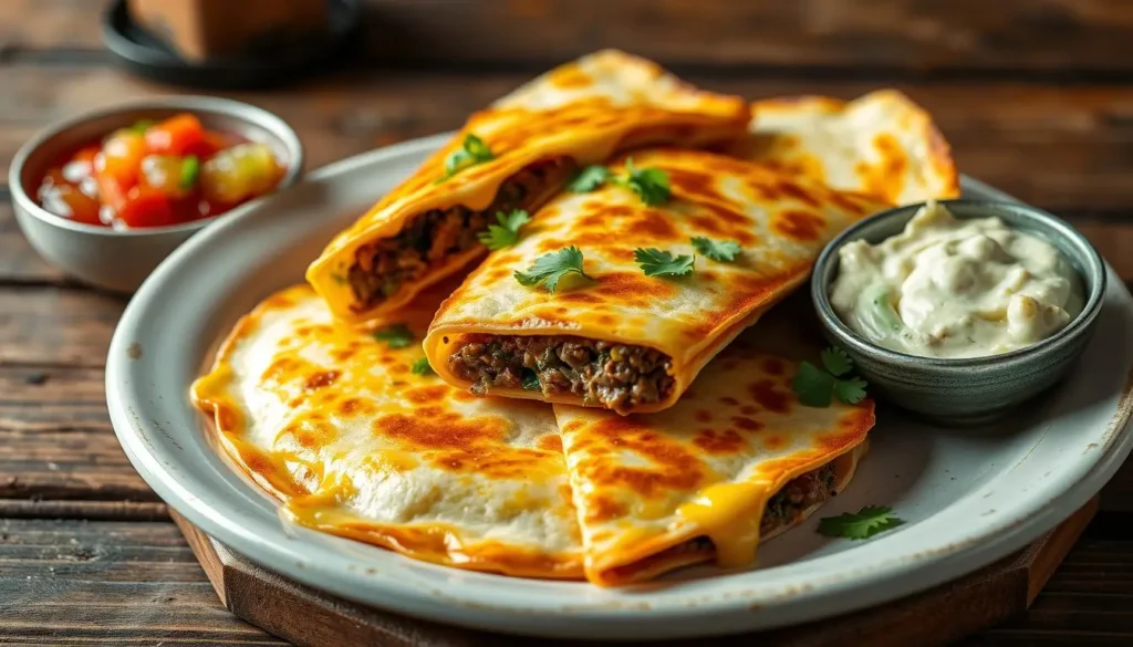 easy cheesy beef quesadillas