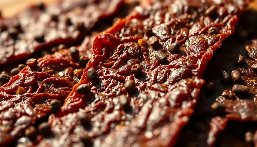 homemade beef jerky with peppercorns