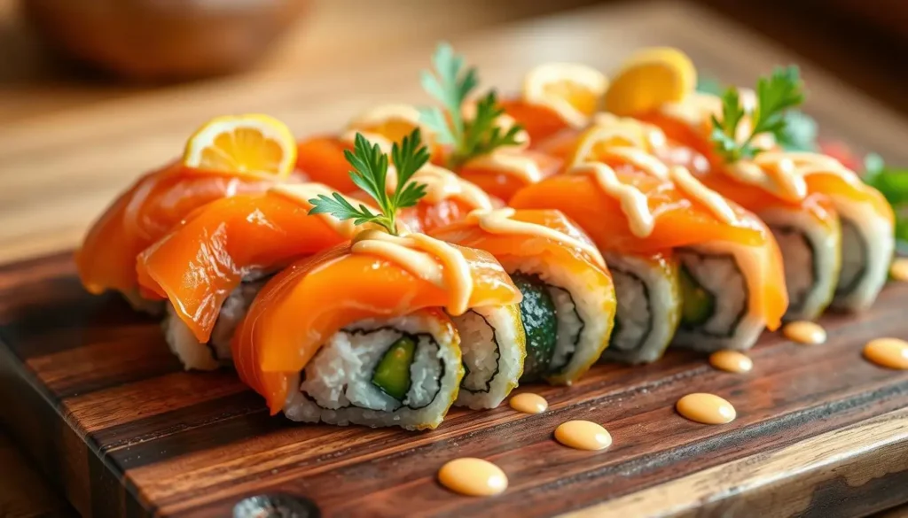 yuzu salmon sushi