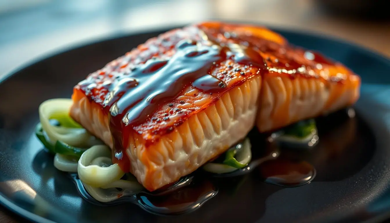 salmon with Japanese bbq sauce